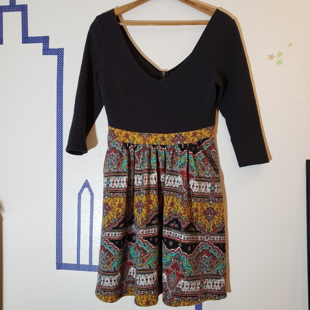 Maeve for Anthropologie black paisley dress